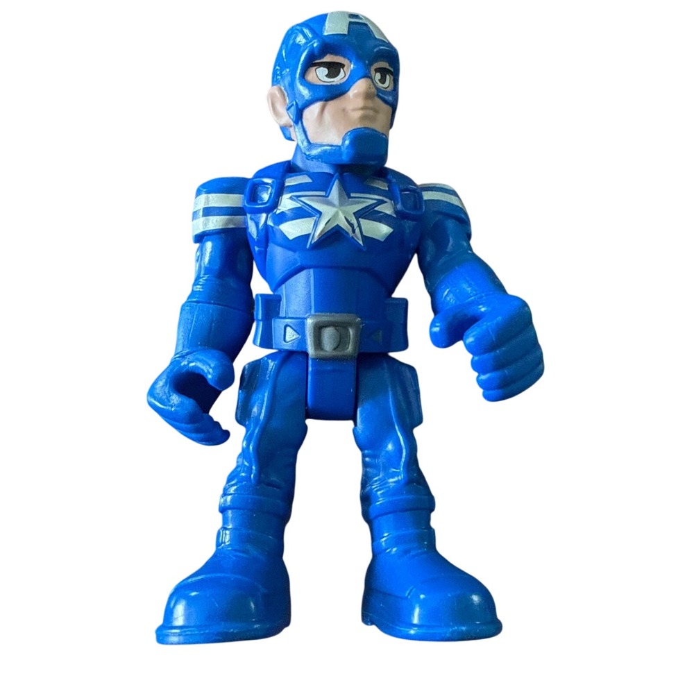 Marvel Super Hero Adventures Captain America Action Figure Blue Playskool Heroes